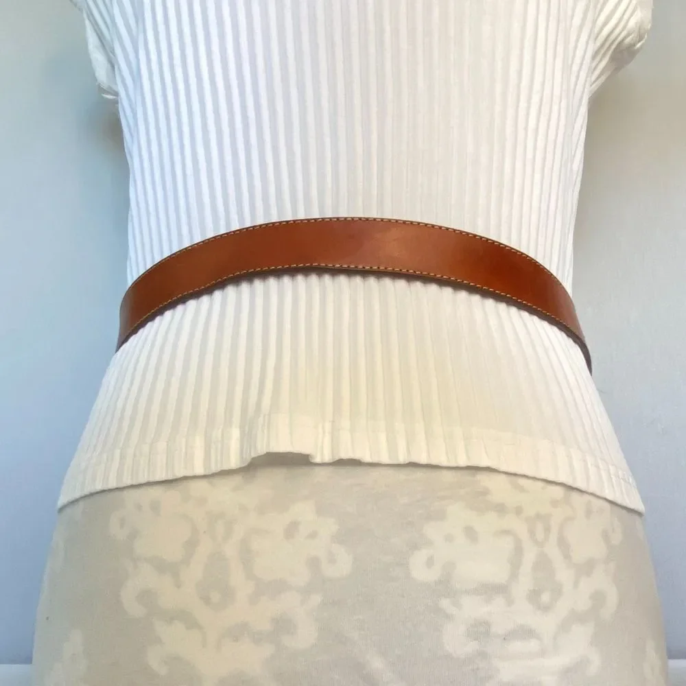 💎Leegin Western Belt Medium Waist USA Made Caramel Brown Leather Braided Inlay